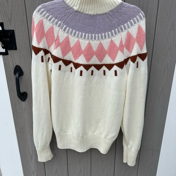 Free Assembly Cream Sweater with Pink and Purple Patterns- Cotton & Wool - Picture 5 of 15